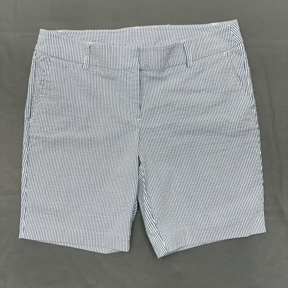 Cynthia Rowley Blue White Striped Seersucker Shorts Womens Size 14 Preppy Summer